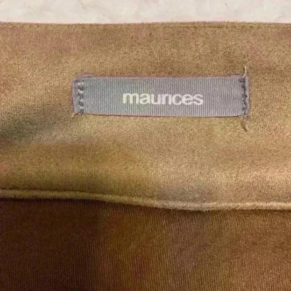 Maurice’s tan faux suede mini skirt sz 4 fall winter zipper pencil career office - Picture 6 of 8